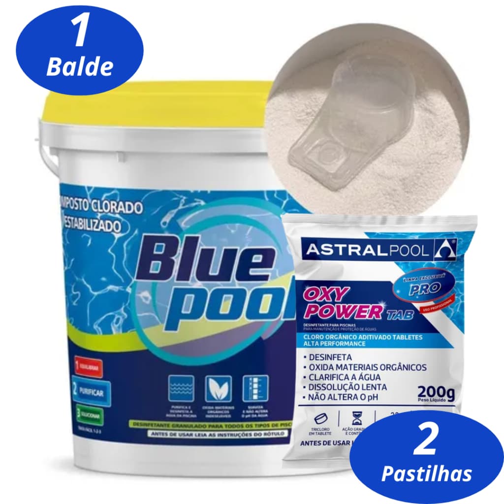 Compre 1 Balde Cloro para Piscina Multiação Smart 7,5Kg e Ganhe 2 Pastilhas de Cloro 200g Astral Pool