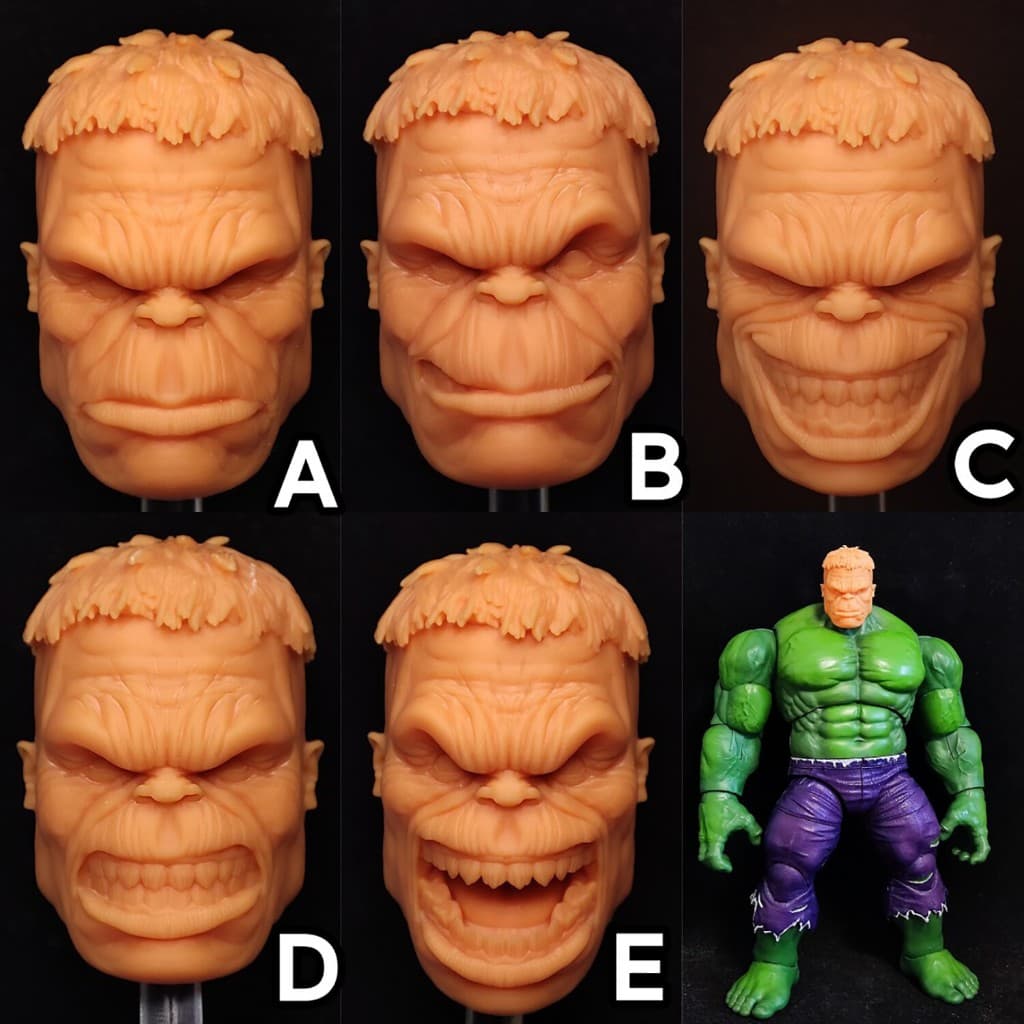 Cabeça (Head Sculpt) Hulk Marvel Legends Escala 1/12 Sem Pintura (6) - Custom Cabeça Action Figure