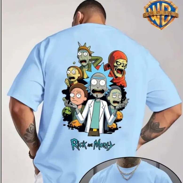 Camiseta Masculina Rick and Morty Estampa Divertida e Colorida Descontraido Blusa 100% Algodão