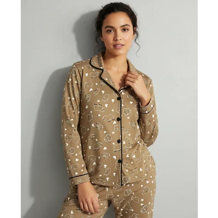 Pijama americano Feminino blogueirinha longo inverno calça botão pós cirurgico gestante amamentação