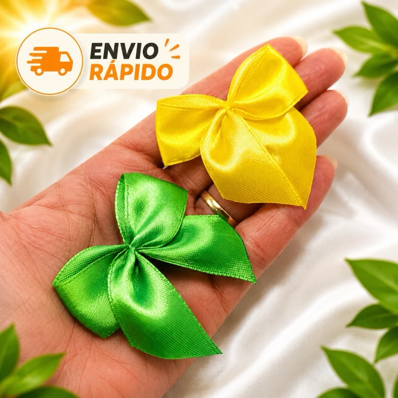 Laço de Cetim Nº 5 5x5cm-20-40-60-100 Unidades-Cores do Brasil Verde e Amarelo Copa do Mundo- Lembrancinhas Personalizas