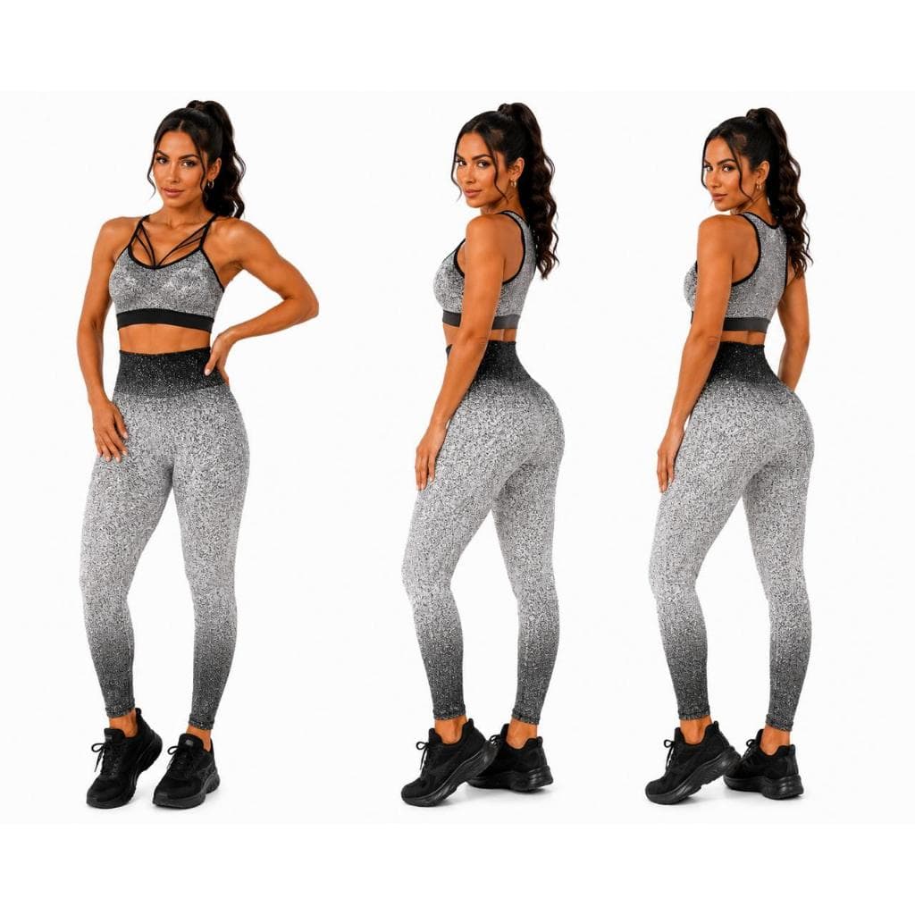 Calça legging jaquard poliamida cintura alta. Zero transparência.