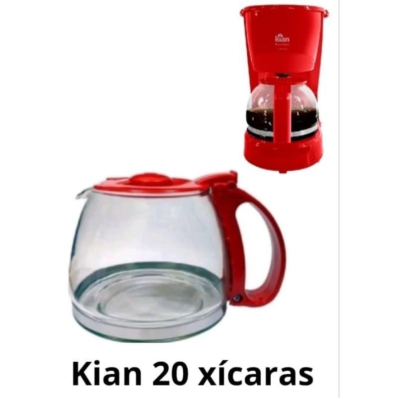 Jarra para Cafeteira Kian 20 xícaras Vermelha Vidro Reforçado