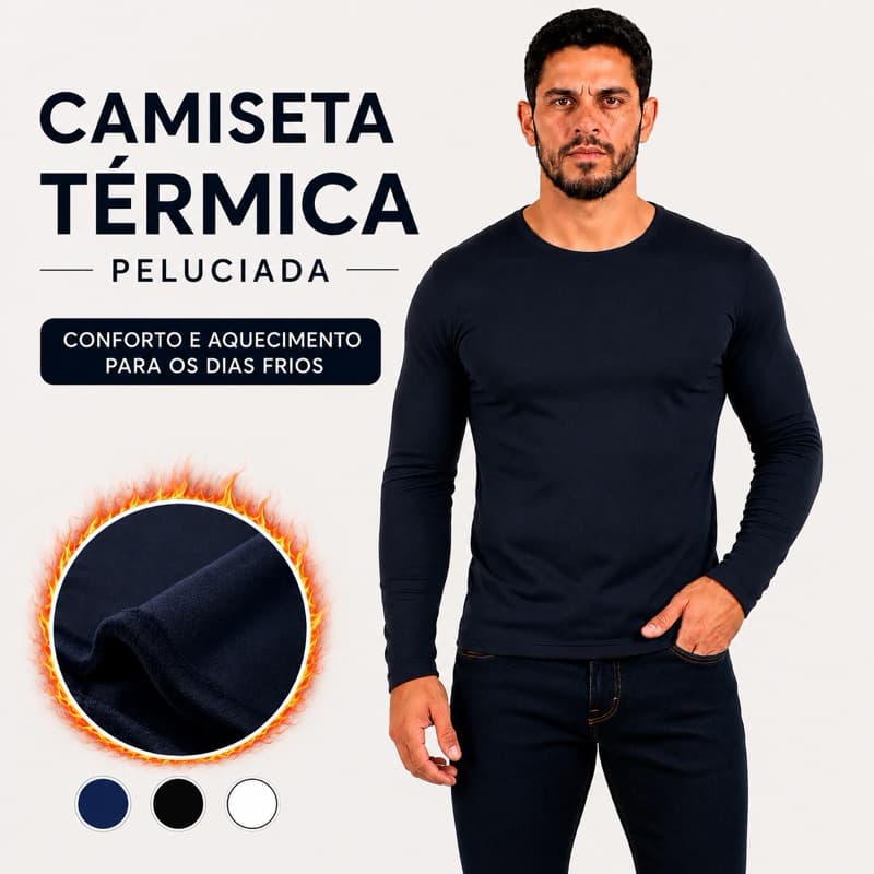 Blusa Térmica Masculina Peluciada Manga Longa Segunda Pele Frio