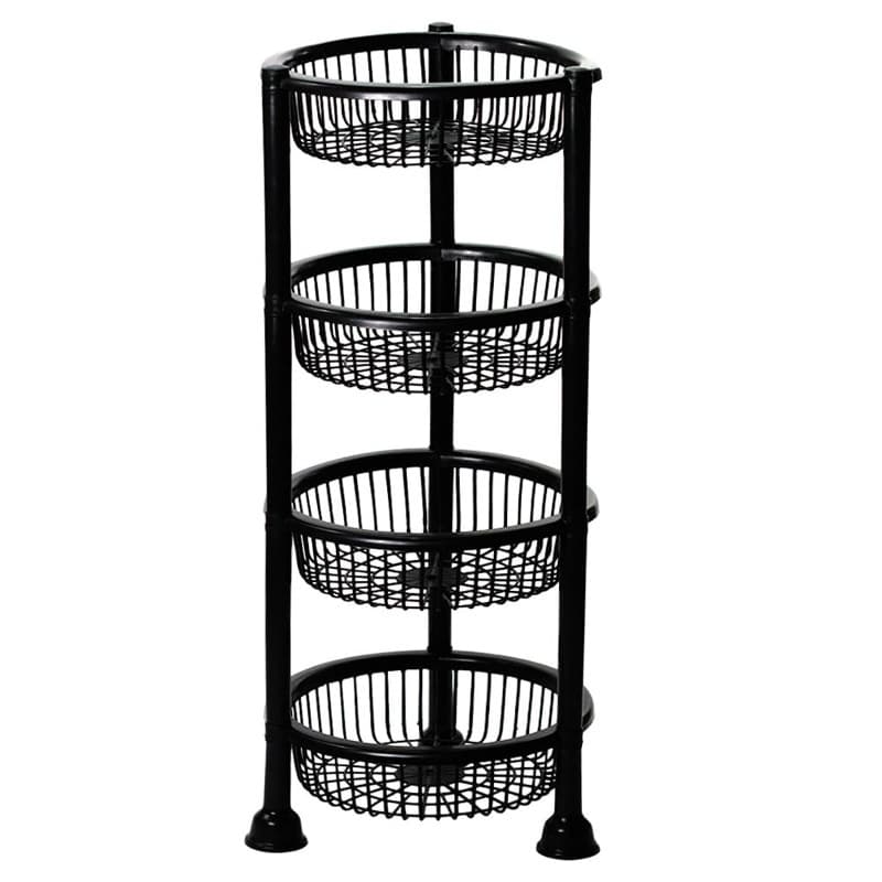 Fruteira ECO Redonda 4 Andares Plástico Preto New Plastic 7442025