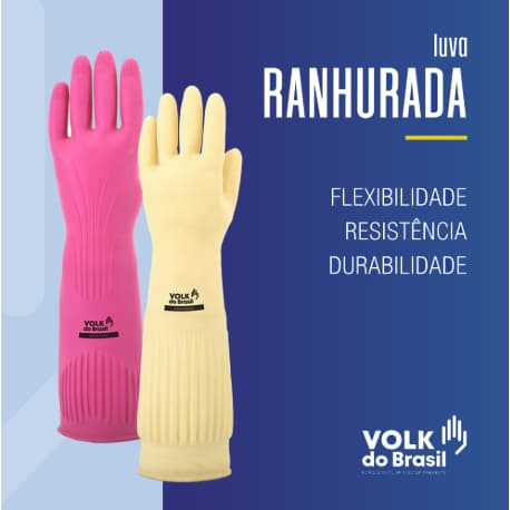 Luva Látex ORIGINAL Ranhurada  Volk - Modelo 2025 Com CA