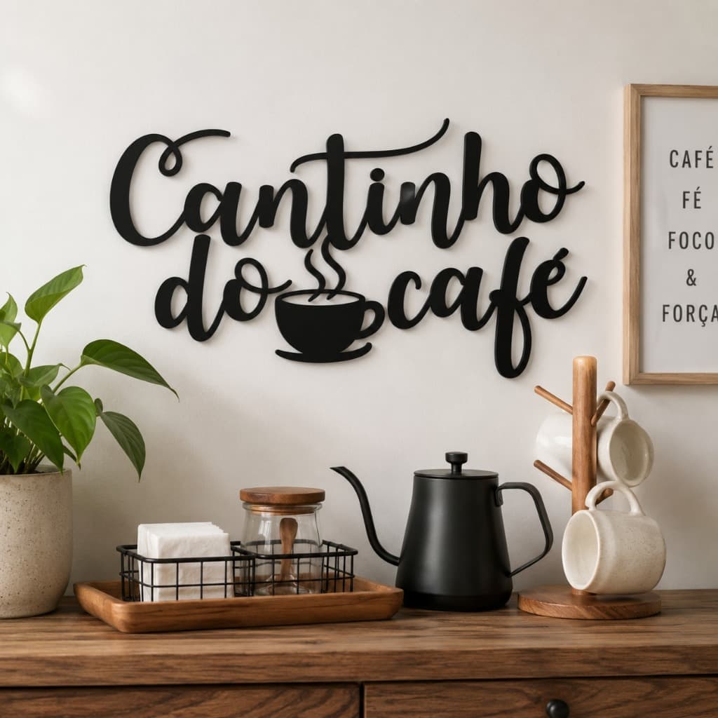 Aplique De Parede Cantinho Do Café Em MDF Decoração Prática E Rápida Casa E Área Gourmet Quadro Letreiro