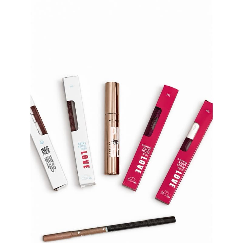 Kit Maquiagem Completo Love + Máscara de Cílios + Lápis de Olhos | Gloss Labial Matte Longa Duração