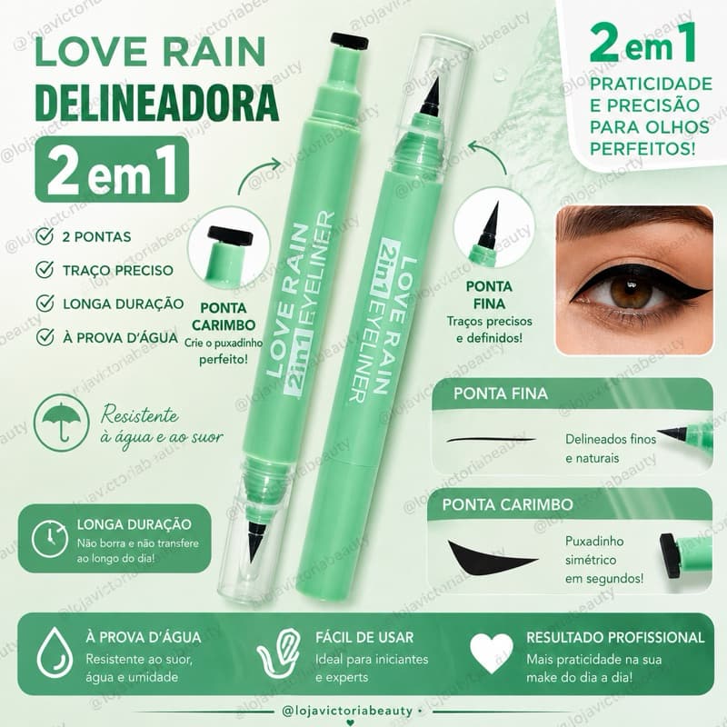 Caneta Delineadora Preta Love Rain - Traço Preciso e Longa Duração