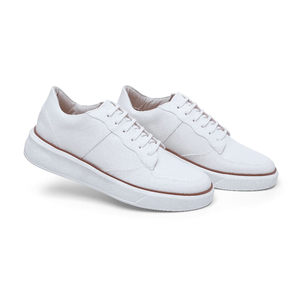 Tênis Casual Bertelli Masculino De Amarrar  Branco Couro Vegano Design Arrojado Confortável linha Premium Envio Rapido