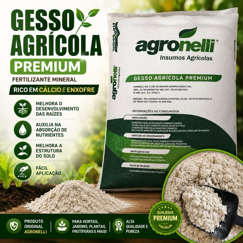 Fertilizante Gesso Agrícola Premium | Adubo Rico em Cálcio e Enxofre | Condicionador e Correção de Solo, Raizes fortes