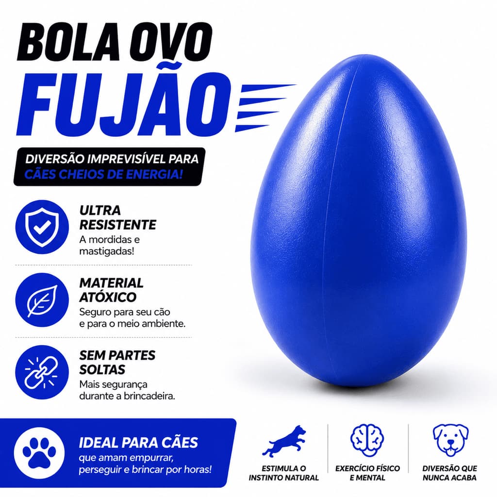 Bola Indestrutivel Brinquedo Pet Anti-estresse Ovo Fujão Mordedor Interativo Presente Resistente
