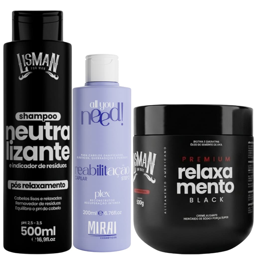 Kit Alisamento Masculino Black Lisman + Pós Relaxamento Plex