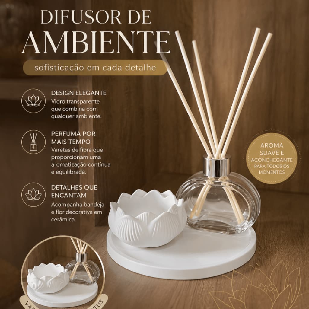 Kit Lavabo Luxo com Difusor de Ambiente e Flor Decorativa