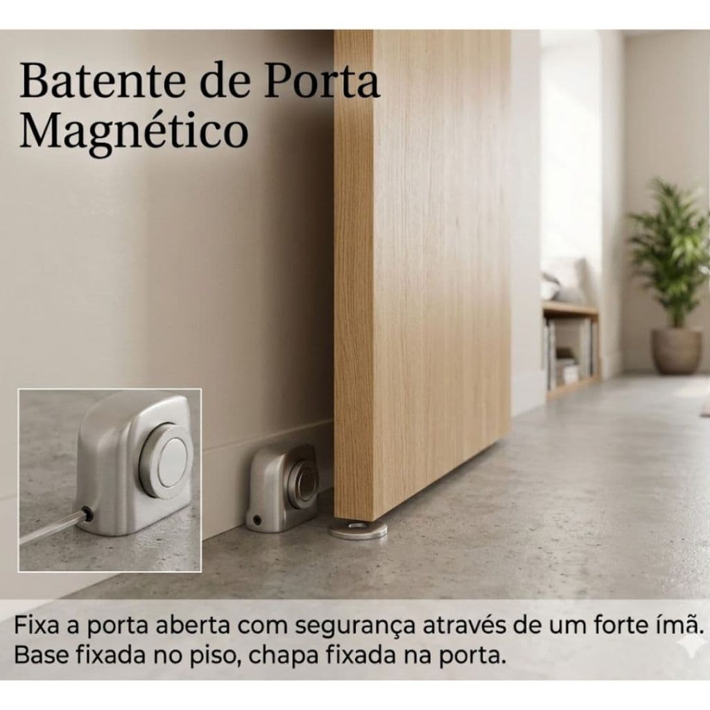 Prendedor De Porta Alumínio Trava Magnética P/ Casa Segurança Crianças E Idosos