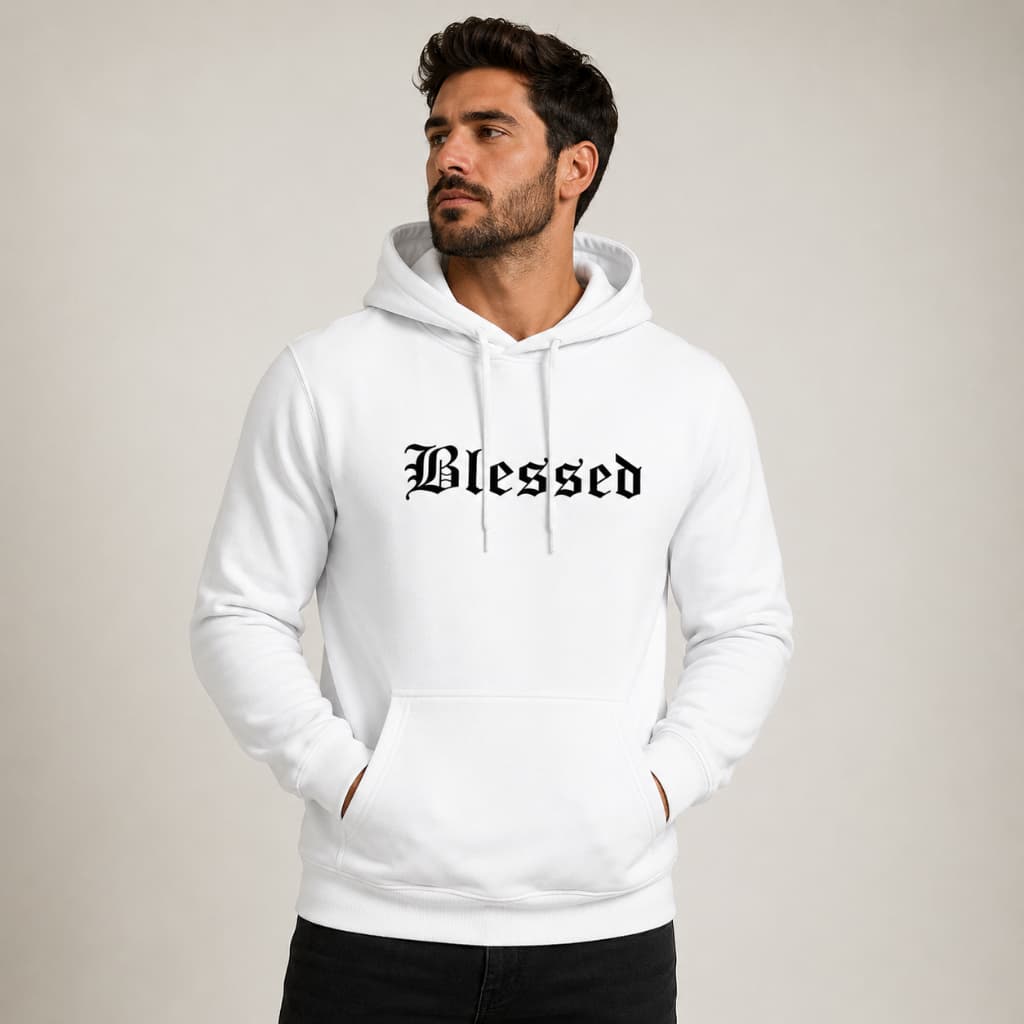 Moletom Canguru Masculino Blessed Com Capuz Estampado Streetwear Premium