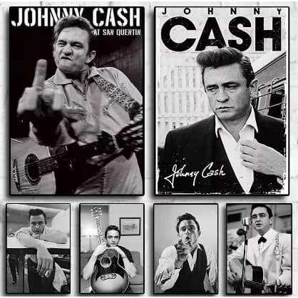 Kit 10 Quadros Decorativos Johnny Cash Decoração Rock