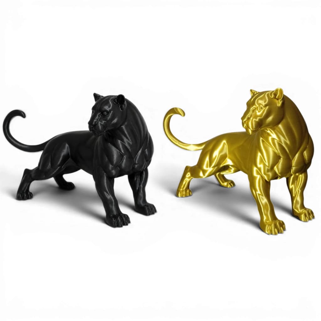 Escultura Pantera Negra 21Cm  E 14Cm Decoração Escritório Sala Rack Quarto