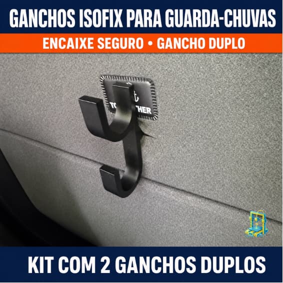Ganchos ISOFIX Porta-Malas Carros - KIT COM 2 UNIDADES - Guarda-Chuva, Sacolas e Objetos