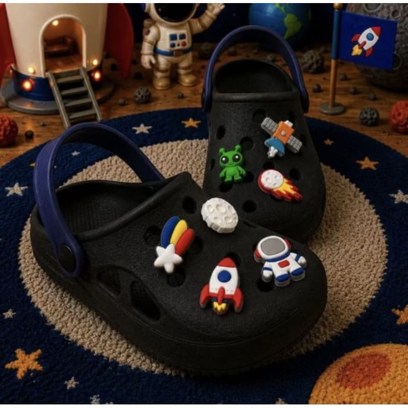 Babuche Sandália Infantil Menino Personagem Astronauta Foguete Antiderrapante Macio Moderno Babuche Astronauta