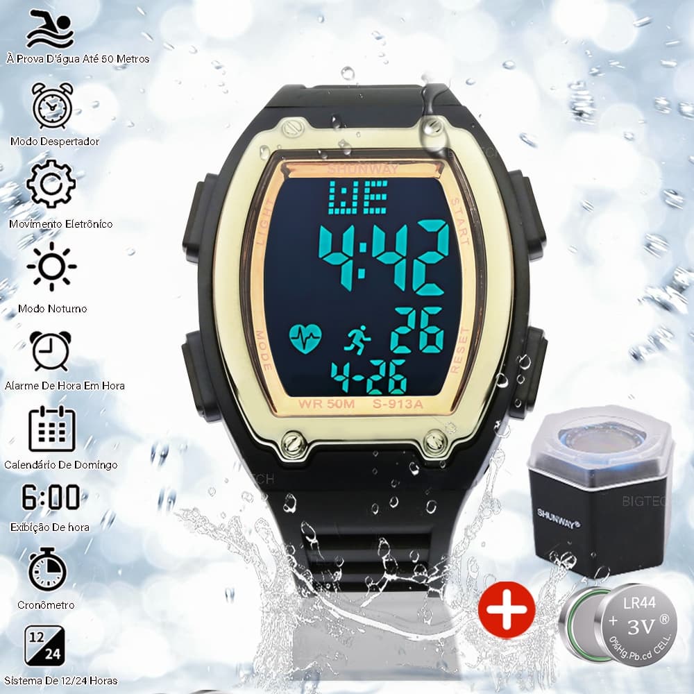 Relógio A Prova Dágua Esportivo Masculino Digital Original Despertador Luminoso Eletrônico