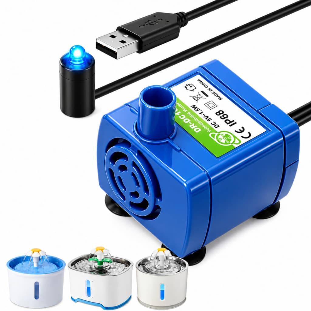 Bomba Submersa Para Bebedouro Pet Fonte De Água Gatos  Cachorros Automática Silenciosa USB