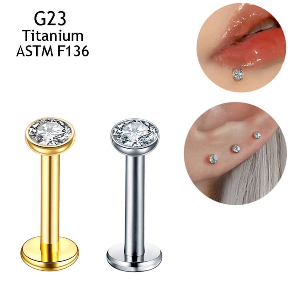Piercing Labret Titânio Ponto Luz Zircônia  Helix Tragus Conch Nariz Nariz Australiano Tragus