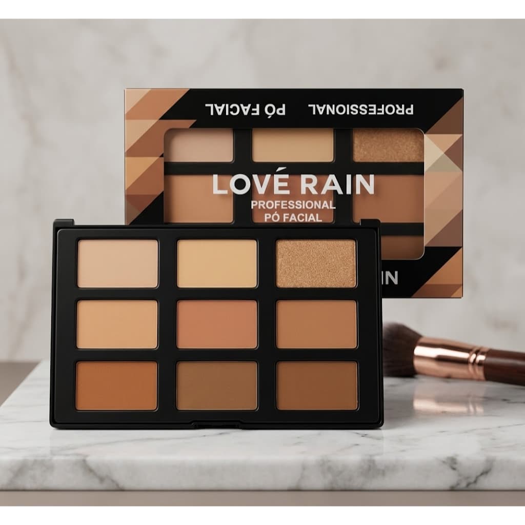 Maquiagem Paleta Love Rain Pó Facial Profissional Contorno 9 Cores Contorno