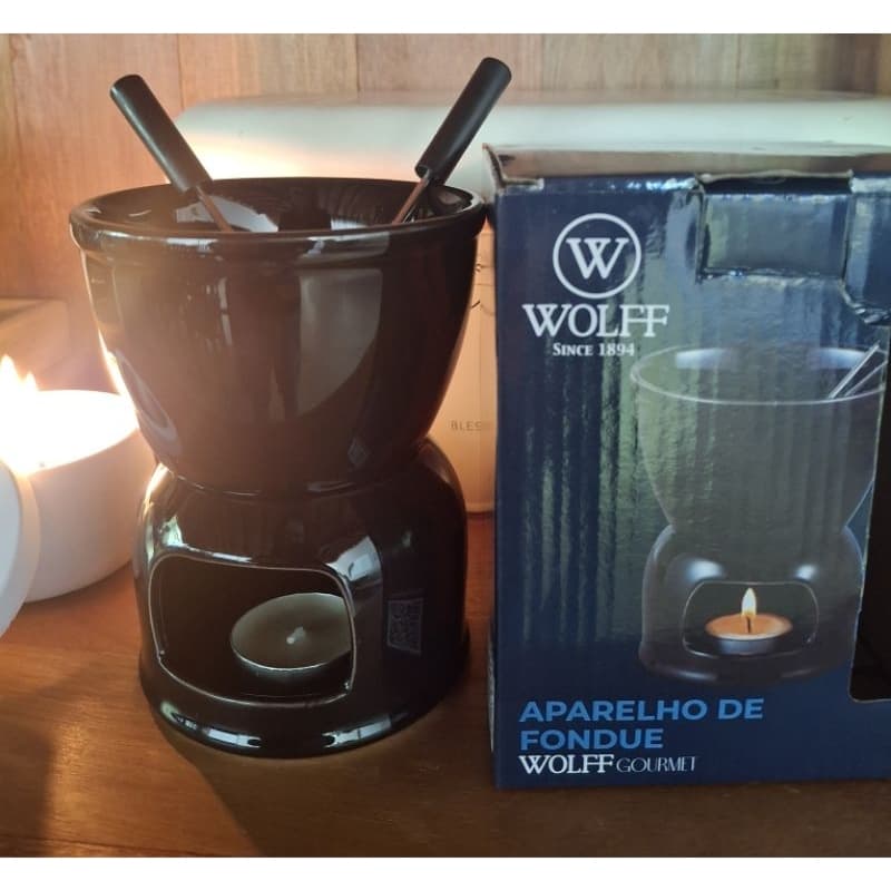 Aparelho Fondue cerâmica com dois espetos