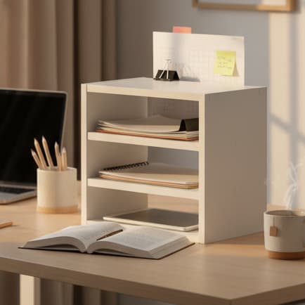 Escaninho Organizador De Mesa E Escritório Home Office MDF 15mm Nicho Porta Documentos Livros Prateleira Branco Reforçad