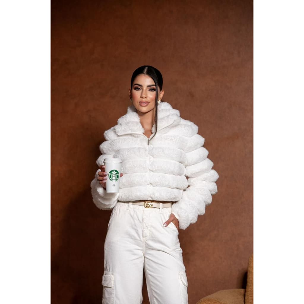 Jaqueta Feminina Crooped Peluciada Premium Inverno