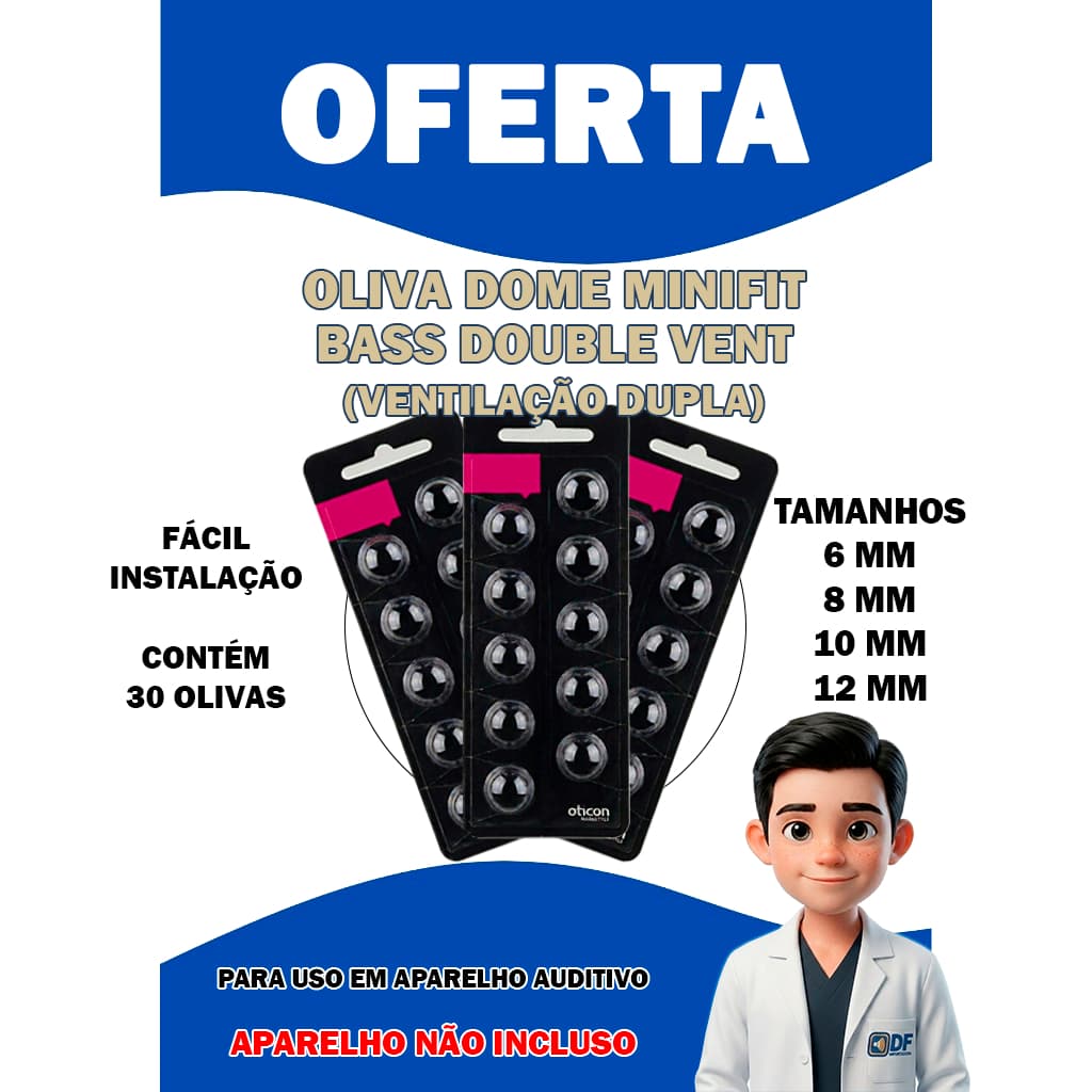 OFERTA - 30 Olivas Dome miniFit Bass Double Vent (Dupla Ventilada) – 6mm, 8mm, 10mm, 12mm