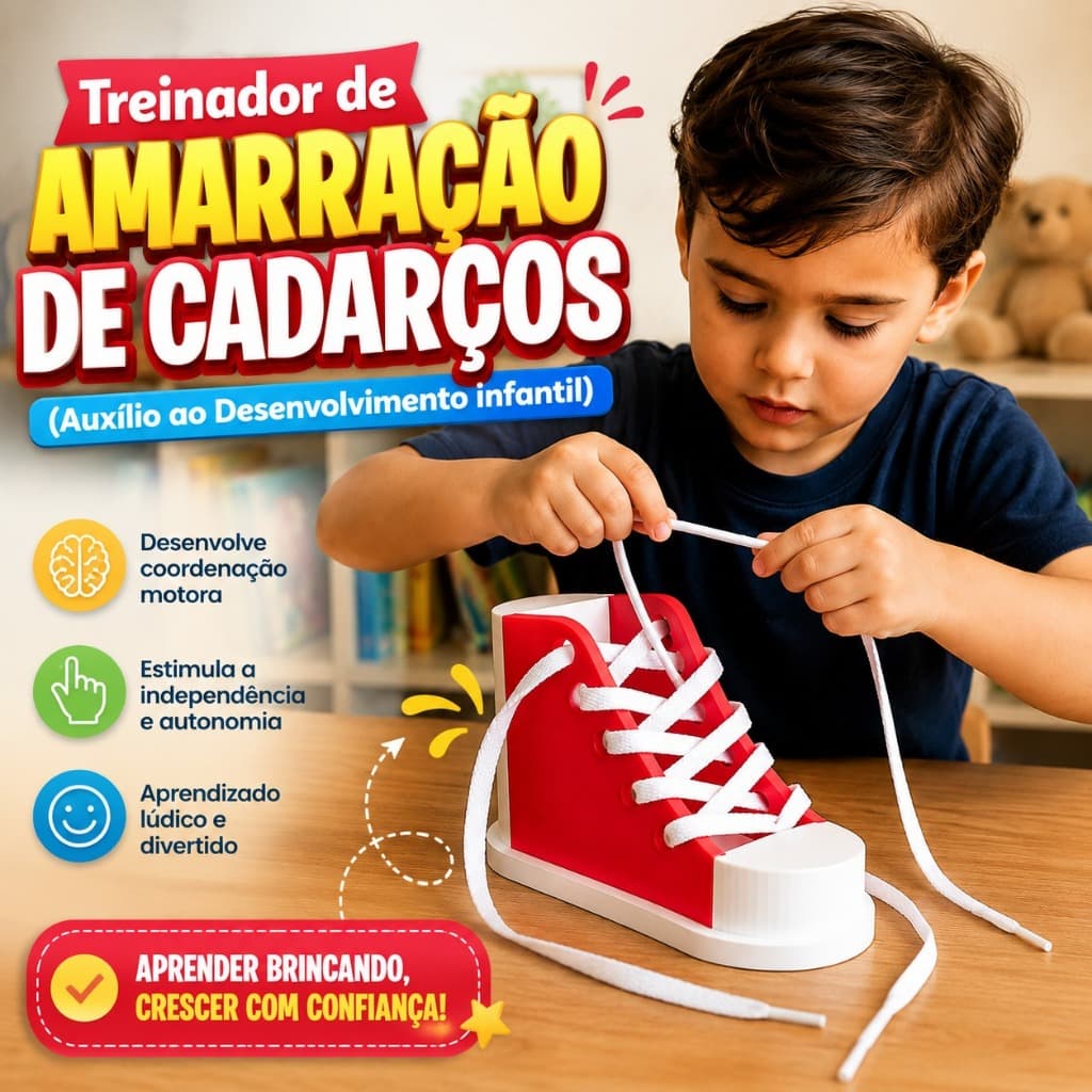 Mini Sapato para Amarração de Cadarços (Auxílio ao Desenvolvimento infantil)