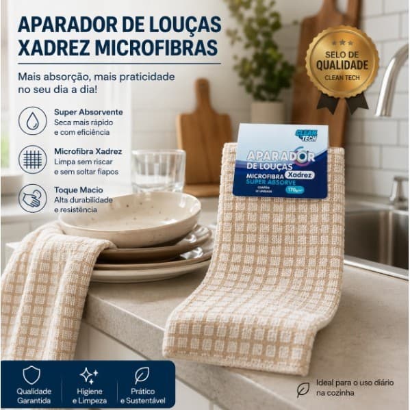 Aparador Louças Xadrez Multiuso Microfibra Alta Absorção Durável Cozinha Prática Organização Essencial
