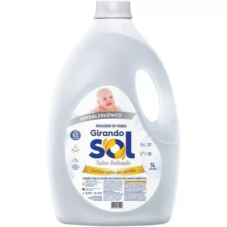 Amaciante de roupas (5L)  - Girando Sol - HIPOALERGÊNICO - Talco