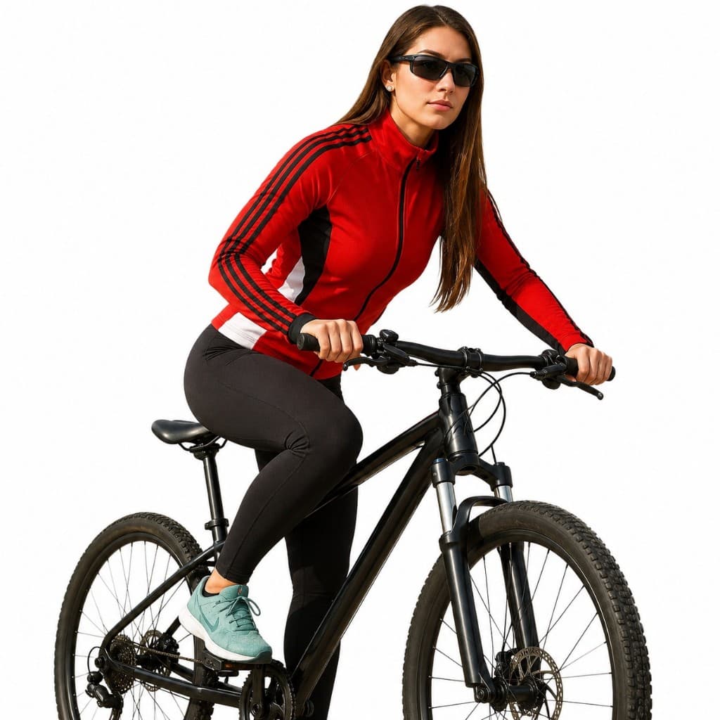 Conjunto Ciclismo Feminino Manga Longa Dry Fit UV50 Bike MTB Legging Com Forro