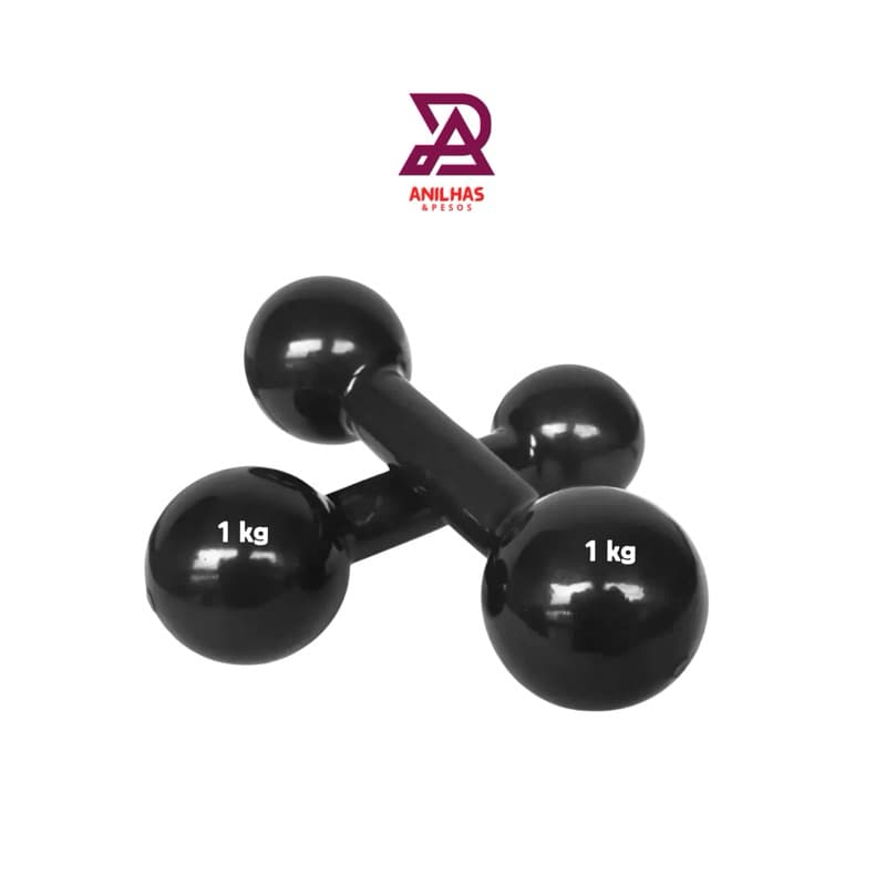 Par de Halter Bola Emborrachado de 1 kg Musculação