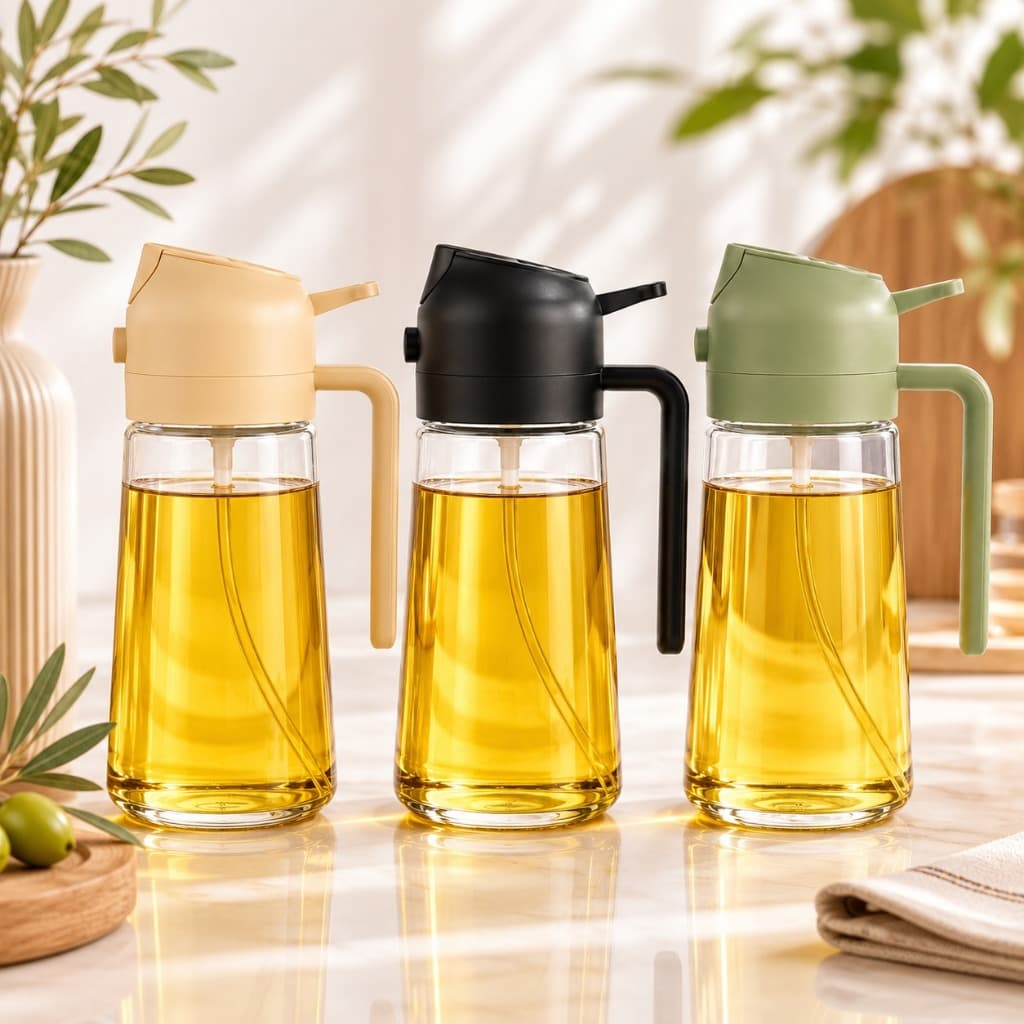 Spray De Óleo 2 Em 1 Pulverizador Borrifador De Azeite Dosador Galheteiro Para Air Fryer KIT e UN 470 ml  Eps-8228
