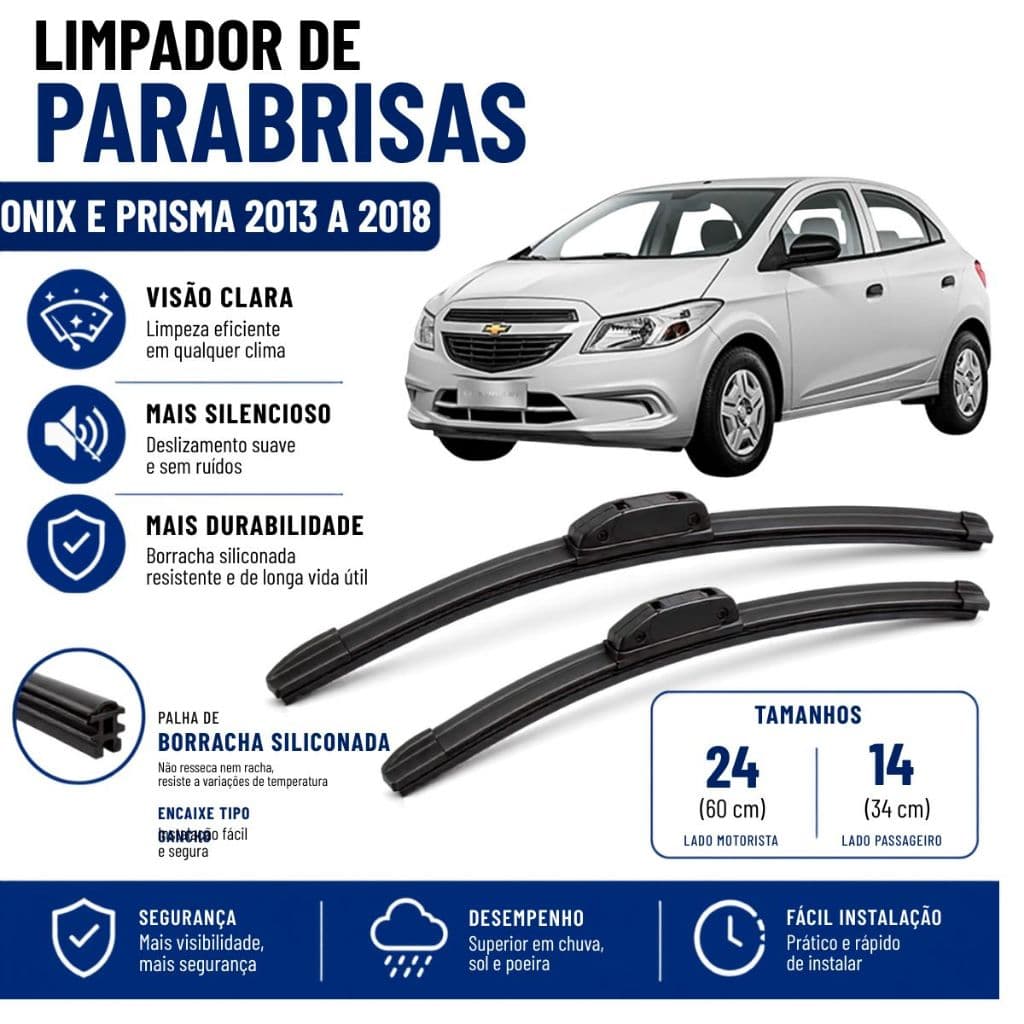Par Palheta Limpador Para Brisa Onix e Prisma 2013 2014 2015 2016 2017 2018