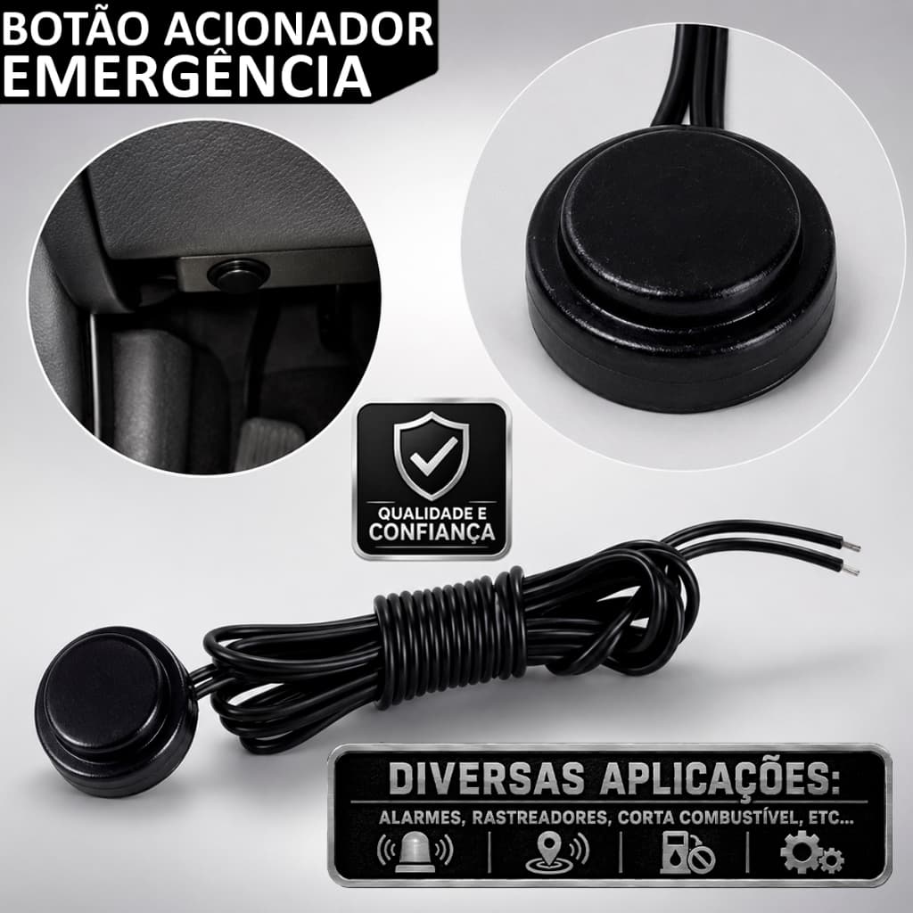 Botão Acionador Emergência Alarme Pânico Corta Injetação de Gasolina Universal - Unidade