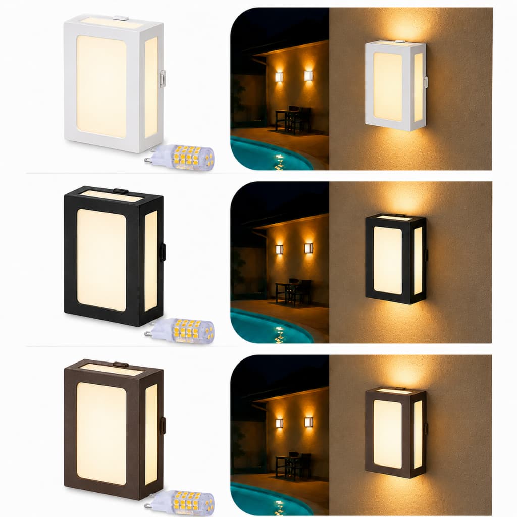 Luminária Arandela Retangular 110/220v Interno Externo Parede Muro Com Lâmpada G9 Inclusa Branca Preta Marrom
