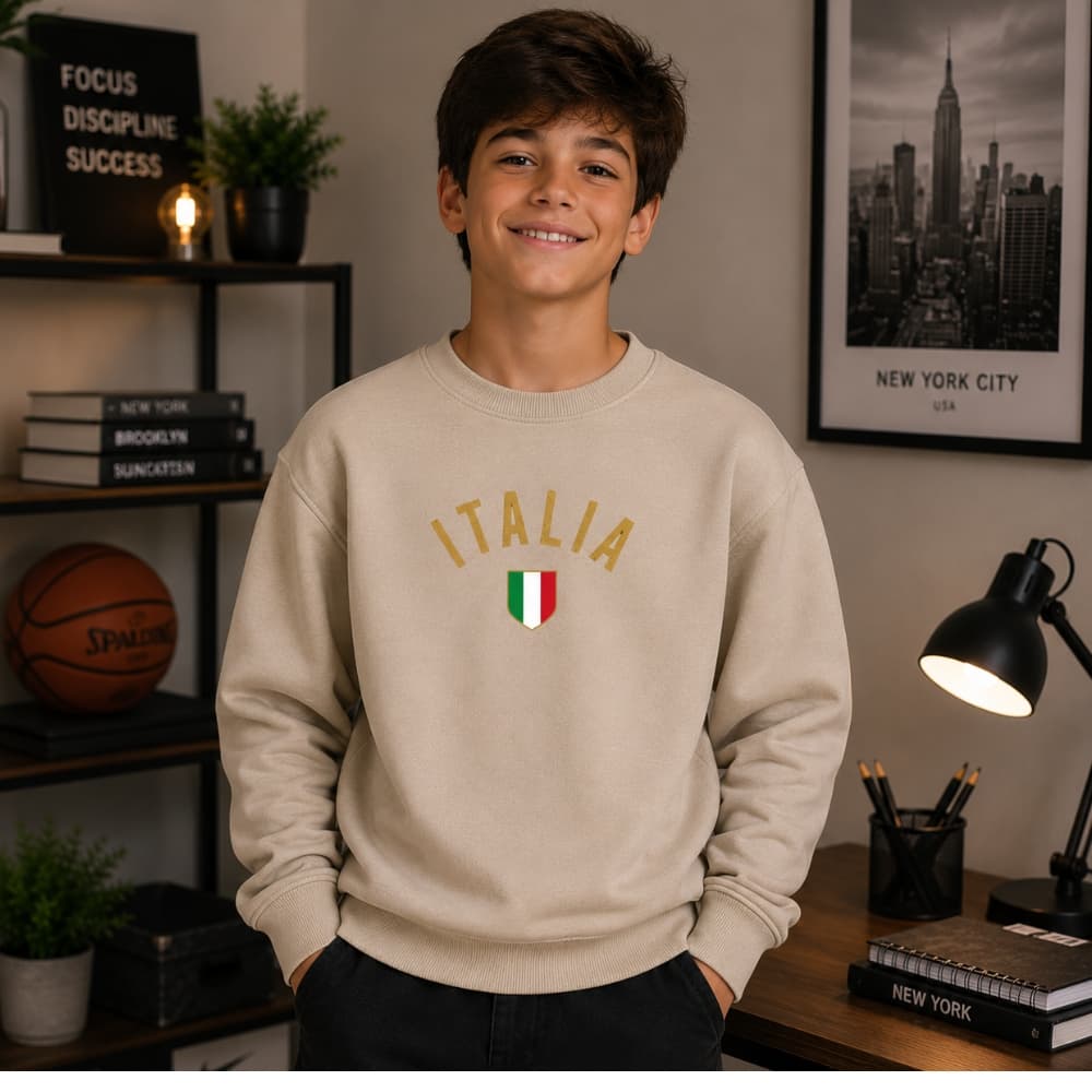 Moletom juvenil e infantil meninos italia blusa de frio careca premium