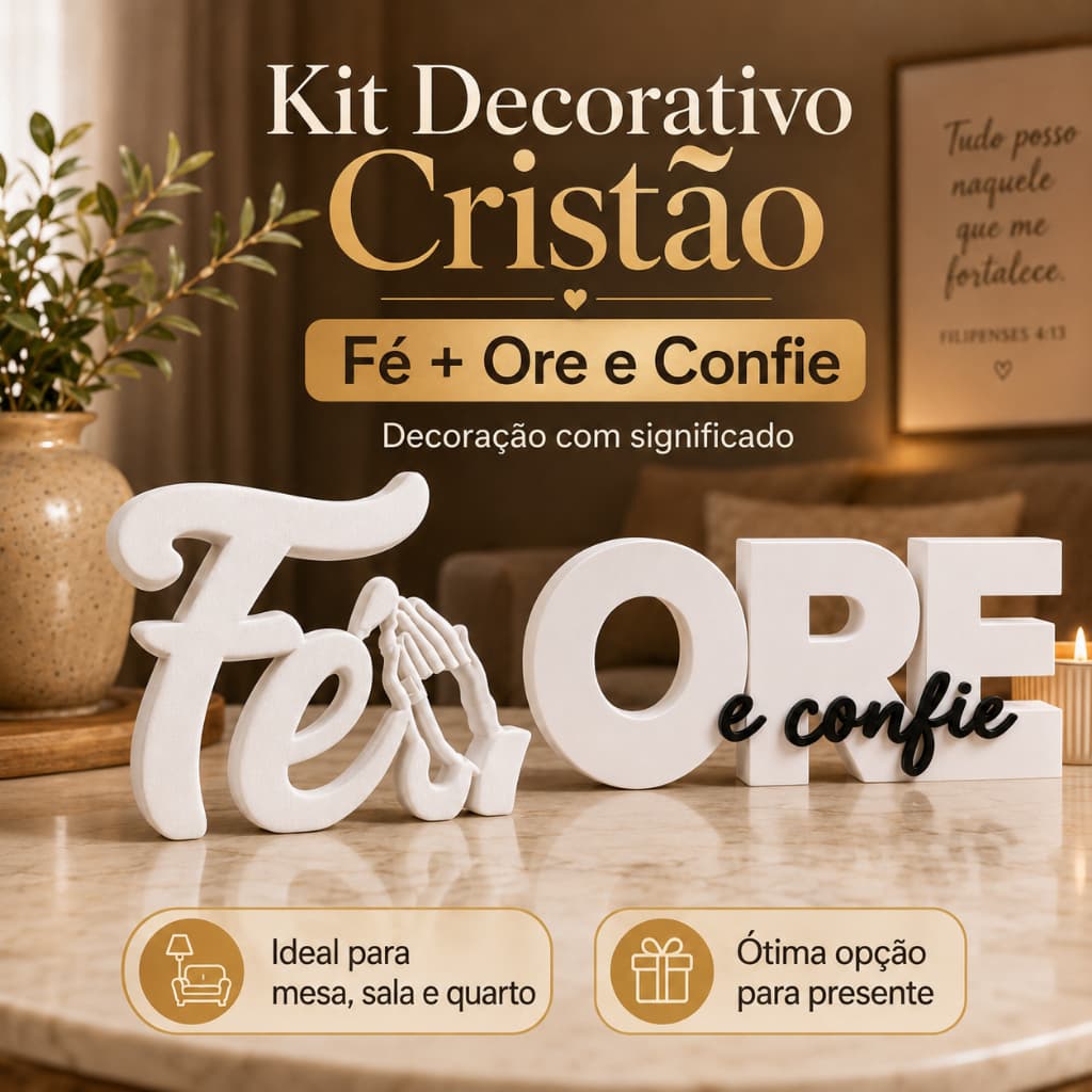 Decoração Sala Luxo Decoração para Sala Enfeites para Decoração Ore e Confie Enfeite Cristão