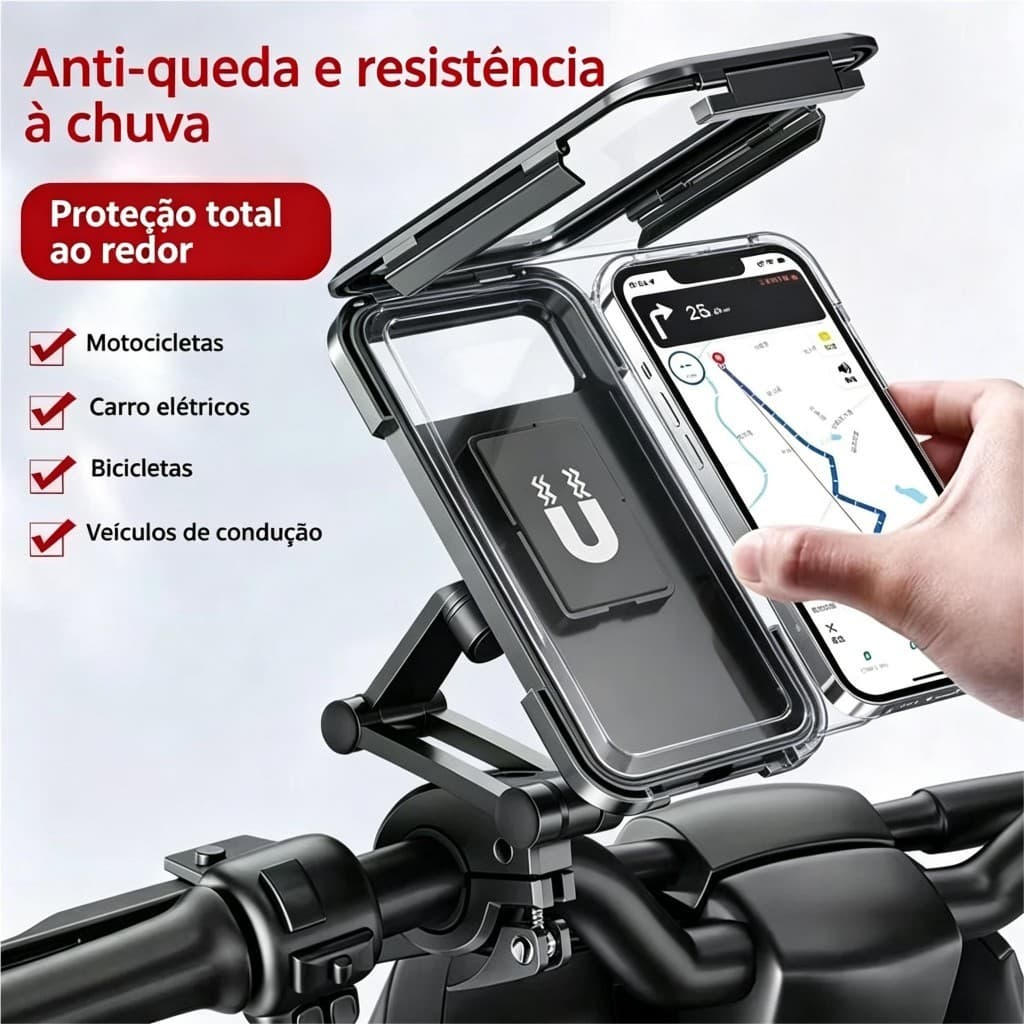 Suporte de Celular para Moto Bicicleta IPX6 À Prova D’Água Rotação 360° Até 6.7 Polegadas