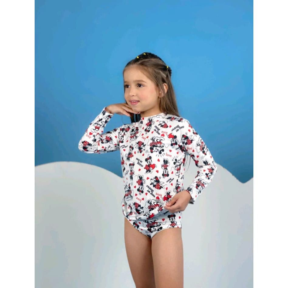 Kit Conjunto infantil de praia para meninas, Biquíni Blusa Proteção UV50 + e calcinha biquíni Praia.