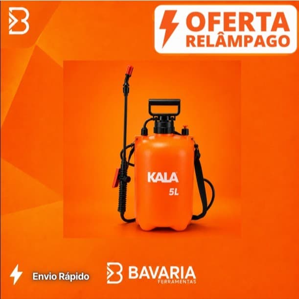 Pulverizador Compressão Prévia Kala 5 Litros Manual Com Bico Regulável