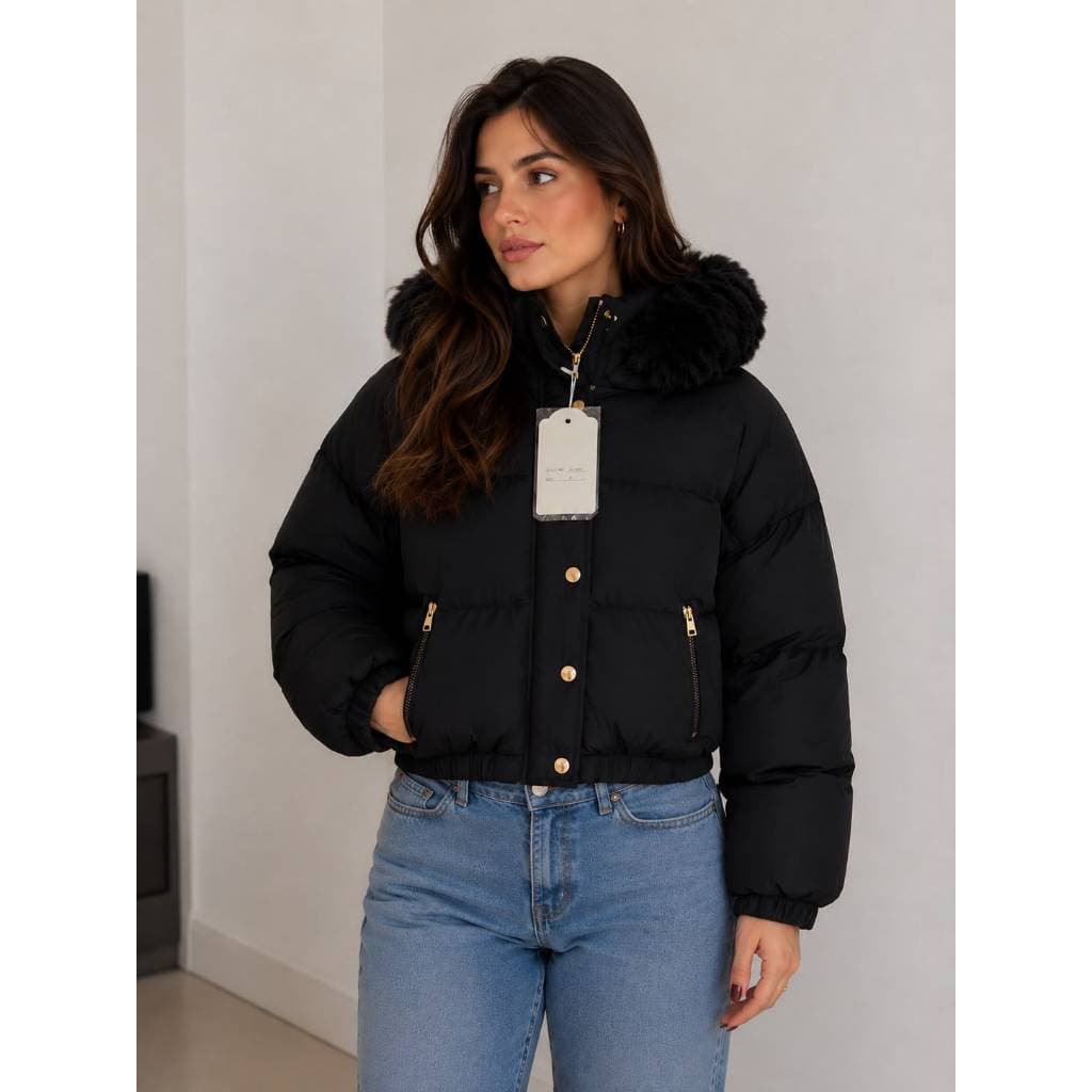 Jaqueta Puffer nilon feminina forrada acolchoada macia detalhes sofisticado caimento perfeito