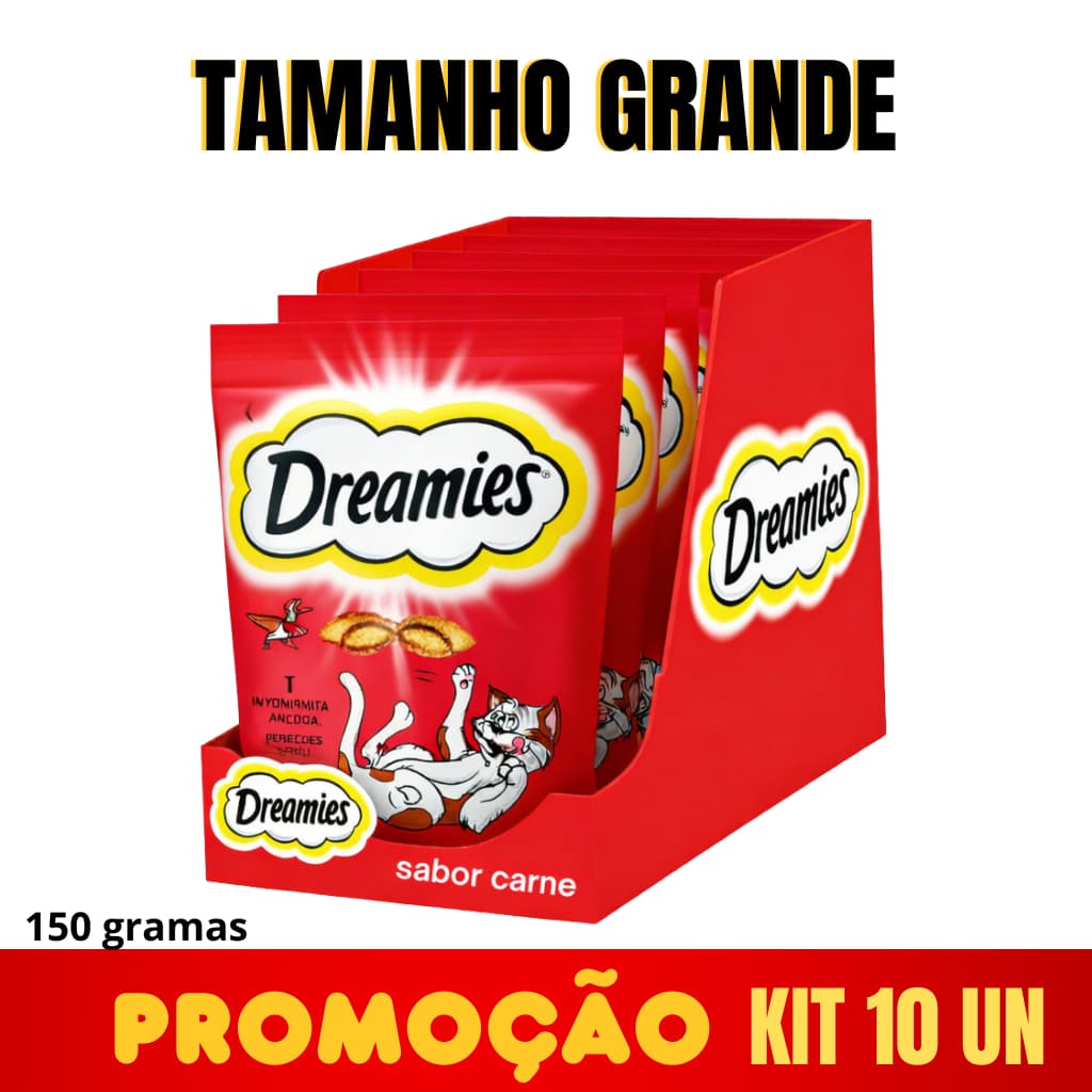 DREAMIES 150G Petisco PARA GATO SABOR CARNE KIT 10 UN