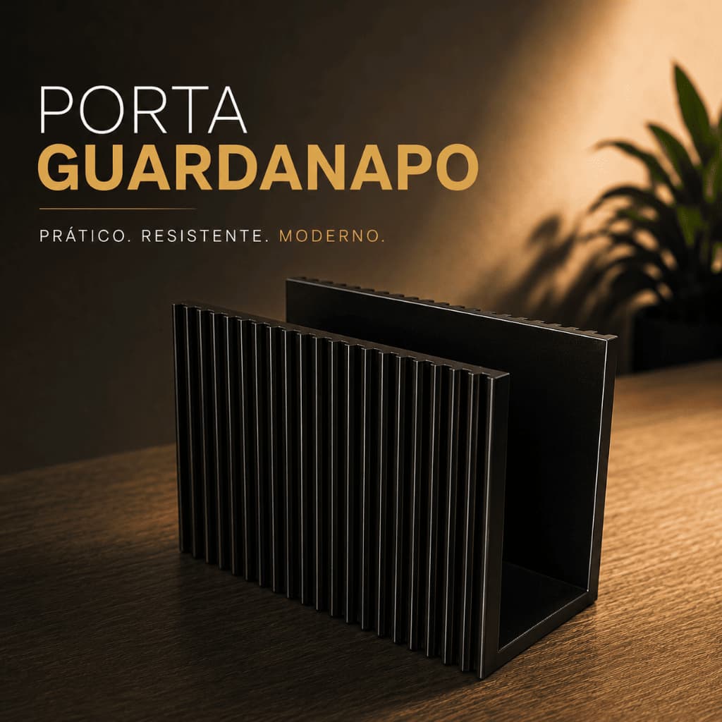 Porta Guardanapo de Mesa Preto Moderno Decorativo em Plástico Premium Resistente Organizador Cozinha