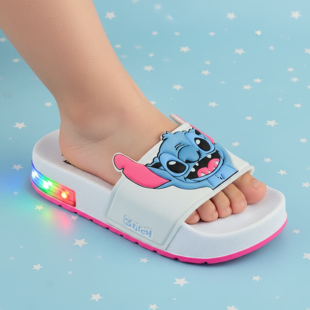 Stitch Infantil Chinelo Slide Led Luzinha | Leve, Resistente, Estilo Divertido | Pronta Entrega